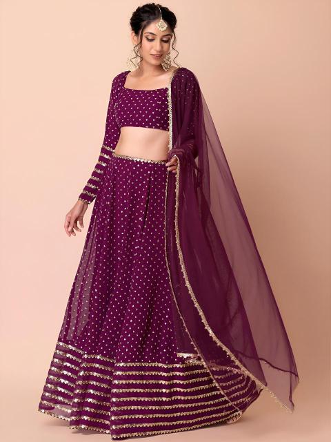 Glamourous Heavy Georgette Wine Bulk lehenga choli suppliers