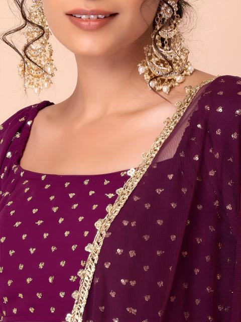 Glamourous Heavy Georgette Wine Bulk lehenga choli suppliers