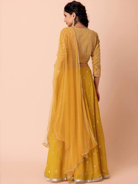 Glamourous Heavy Georgette Yellow Indian lehenga choli wholesale