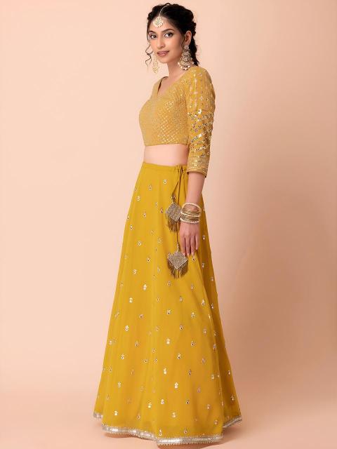 Glamourous Heavy Georgette Yellow Indian lehenga choli wholesale