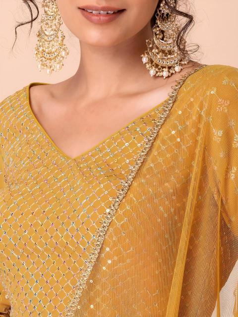 Glamourous Heavy Georgette Yellow Indian lehenga choli wholesale