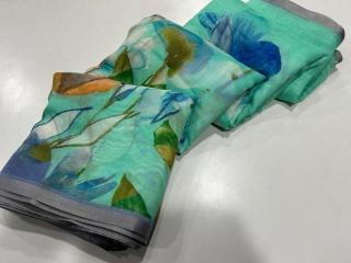 Handloom linen floral digital print  Latest saree collection wholesale