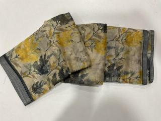 Handloom linen with floral digital print  Wholesale saree manufacturers