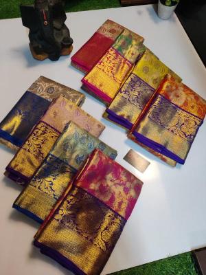 Kanjivaram soft pattu with contrast Wholesale sarees in Surat