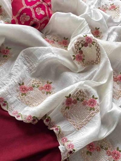 Kc 4023 Floral Embroidered Silk Wholesale sarees in Hyderabad