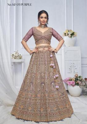 KF-03 Purple Soft net Heavy work lehenga choli exporters