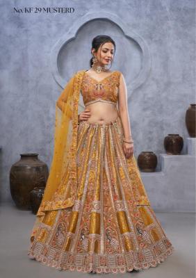 KF-29 Banarasi silk Musterd Bridal lehenga choli wholesale