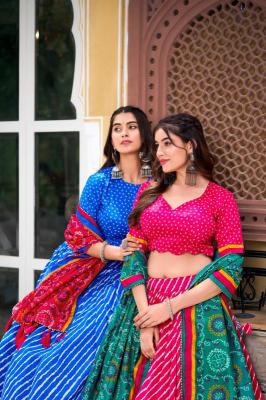 Leheriya Tussar Silk Lehenga choli sale online