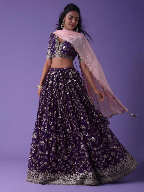 Luxurious Deep Heavy Georgette Purple Buy lehenga choli online