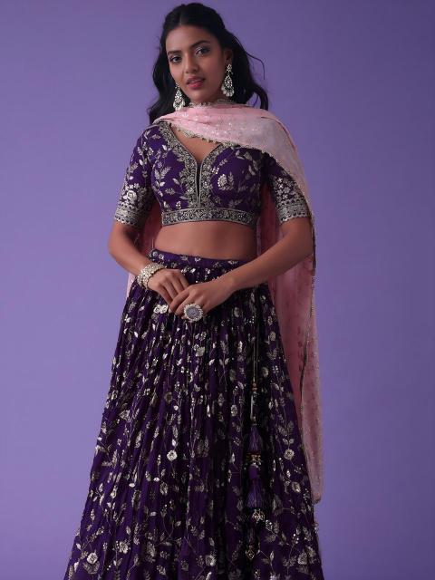 Luxurious Deep Heavy Georgette Purple Buy lehenga choli online
