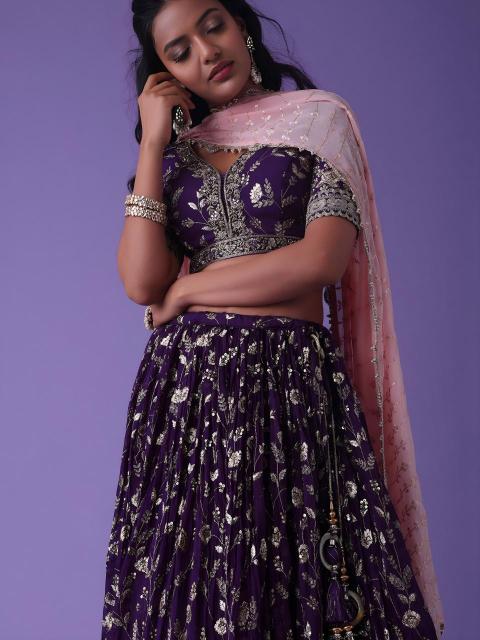 Luxurious Deep Heavy Georgette Purple Buy lehenga choli online