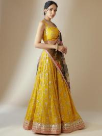 Luxurious Deep Heavy Georgette Yellow Lehenga choli set online