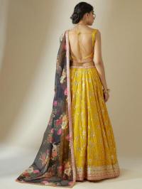 Luxurious Deep Heavy Georgette Yellow Lehenga choli set online