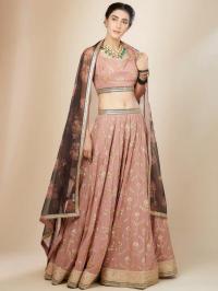 Luxurious Dusty Heavy Georgette Pink Surat lehenga choli market rates