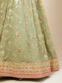 Luxurious Sage Green Heavy Georgette Pista Bridal lehenga choli dealers in India
