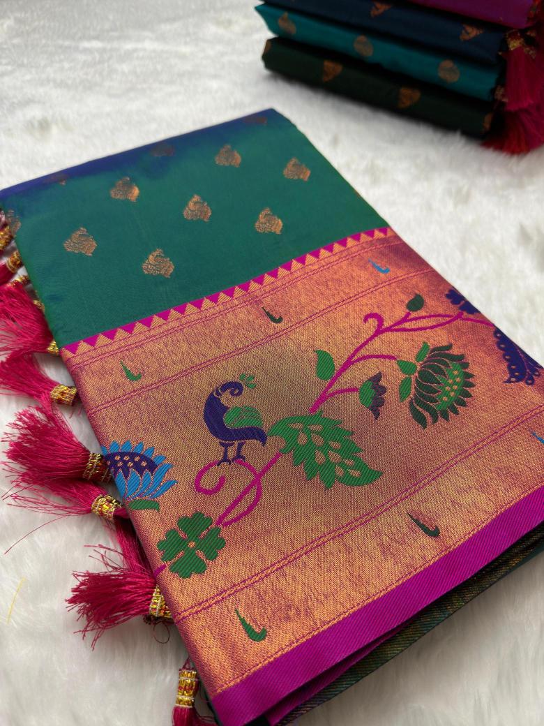 Marigold paithani soft silk Wholesale saree retailers in Ahmedabad