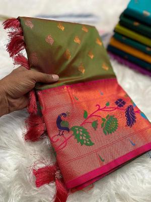 Marigold paithani soft silk Wholesale saree retailers in Ahmedabad