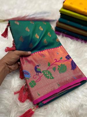 Marigold paithani soft silk Wholesale saree retailers in Ahmedabad