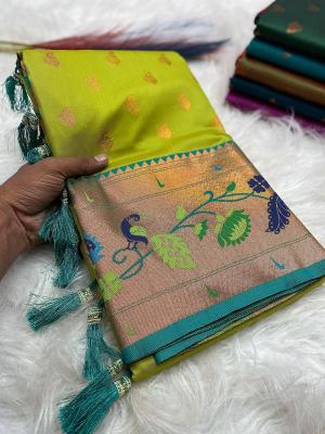 Marigold paithani soft silk Wholesale saree retailers in Ahmedabad