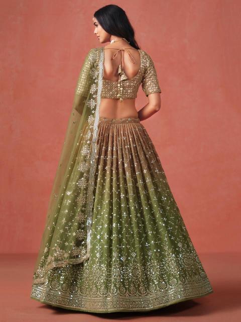 Ombre WEDDING Georgette Mehndi Lehenga choli with dupatta wholesalers