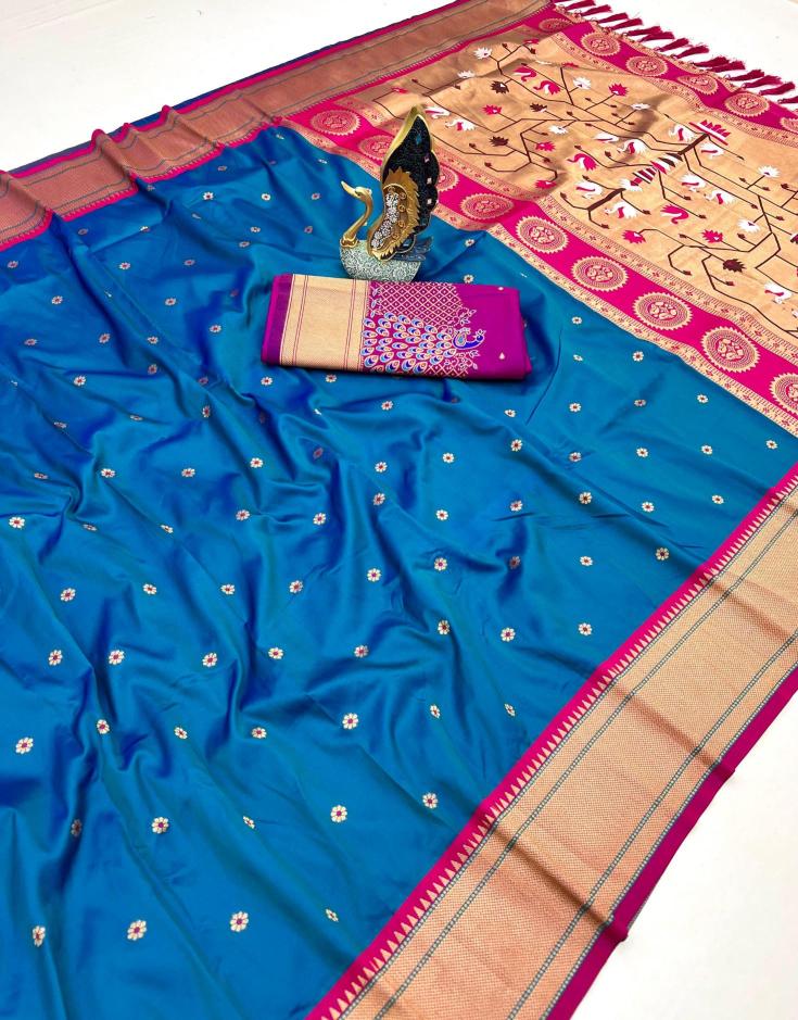 Onam festival special hansraj paithani silk Party wear sarees in Ahmedabad