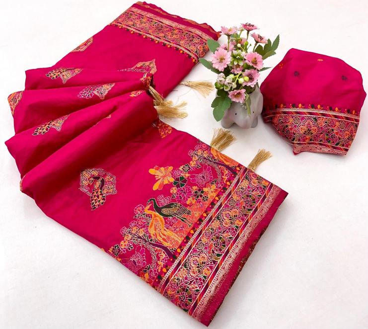 Pashmina kashmiri silk meenakari pallu Saree exporters in India