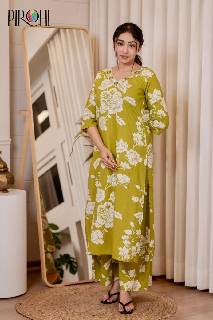 Pirohi kanchi rayon prints v neck cooord set indian kurtis for man