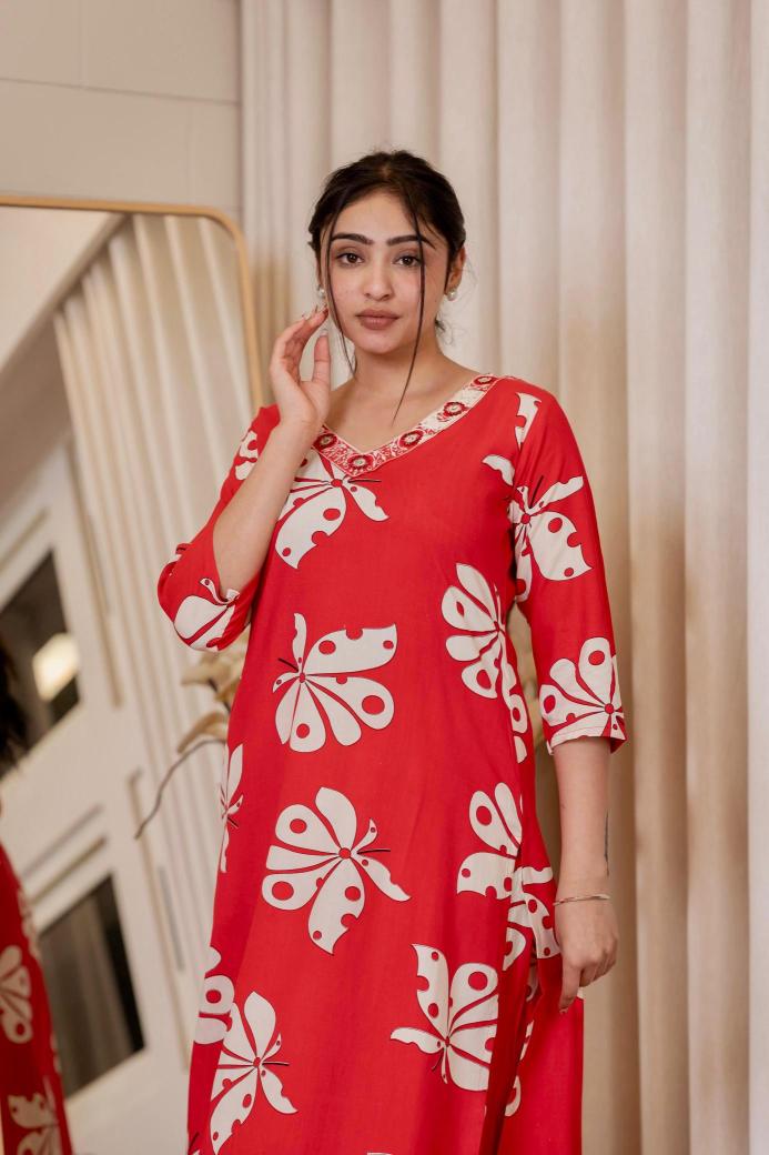 Pirohi kanchi rayon prints v neck cooord set indian kurtis for man