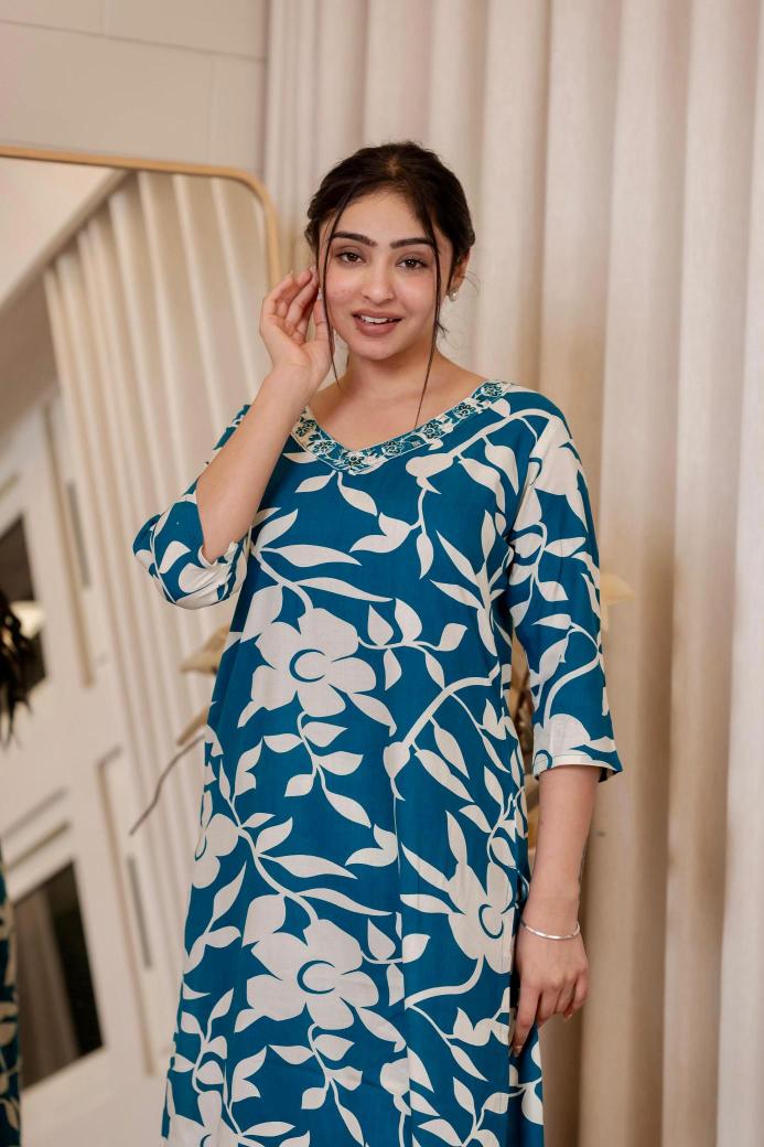 Pirohi kanchi rayon prints v neck cooord set indian kurtis for man