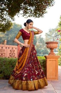 Rabbit Tussar Silk wholesale lehenga shop in delhi