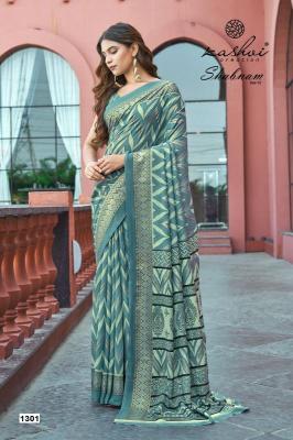 Shorya dull moss foil print Saree export market in India