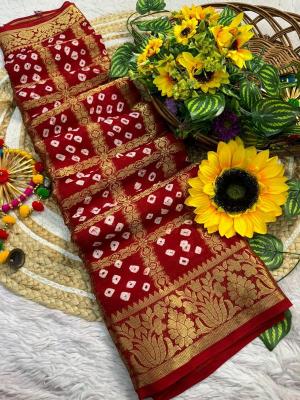 Shorya rakhi festival special bandhani Designer saree suppliers in Ahmedabad