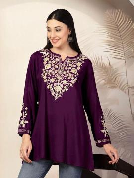 Shorya rayon with embroidery short top Cheap kurtis wholesale