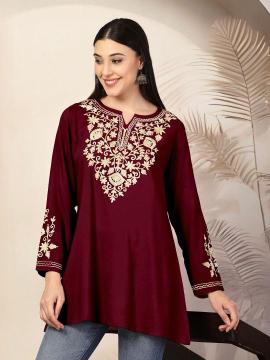 Shorya rayon with embroidery short top Cheap kurtis wholesale