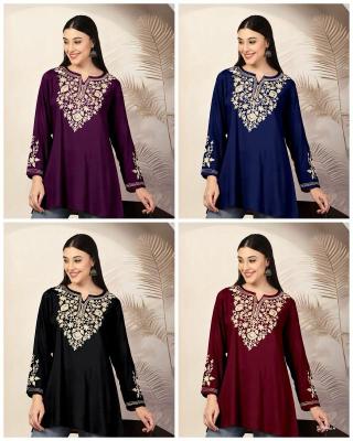 Shorya rayon with embroidery short top Cheap kurtis wholesale
