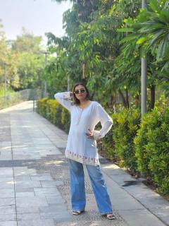 Shree salasar reyon embroidery work short tops Mumbai Kurti fashion