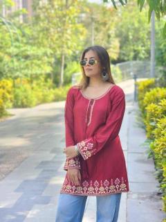 Shree salasar reyon embroidery work short tops Mumbai Kurti fashion