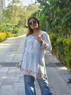 Shree salasar reyon embroidery work short tops Mumbai Kurti fashion