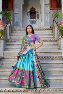 square box Tussar Silk lehenga wholesale market delhi