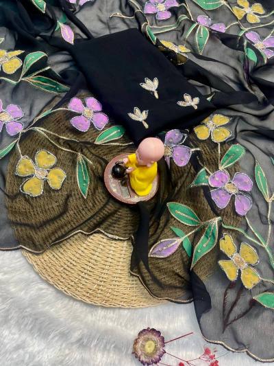 Vt 753 T Georgette Flower Printed Affordable sarees in Hyderabad