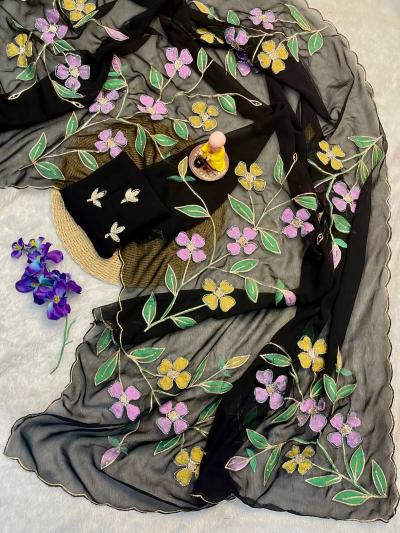 Vt 753 T Georgette Flower Printed Affordable sarees in Hyderabad