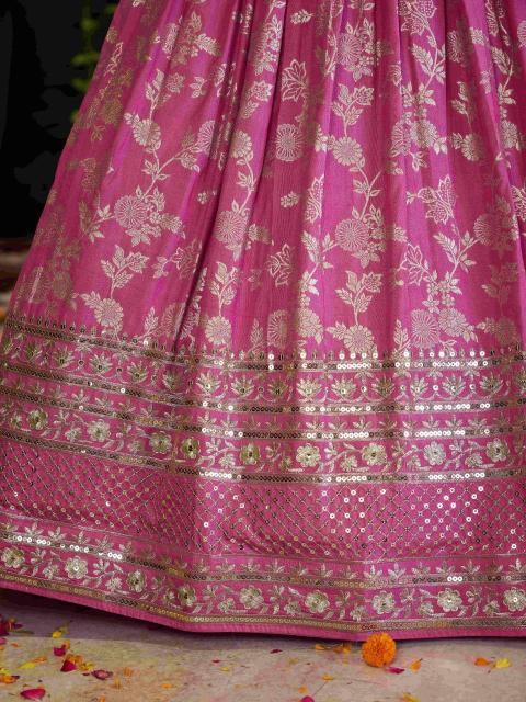 Zeel Clothing Dola Silk Jacquard Pink lehenga choli wholesale market in delhi