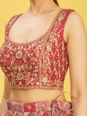 Zeel Clothing Organza Maroon Designer lehenga choli in ahmedabad