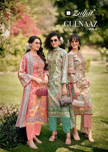 Zulfat designer suits gulnaaz vol 6 Designer dress materials at wholesale price