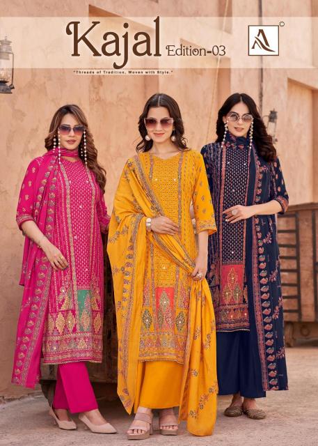 Alok suit kajal 3 Wholesale dress material market