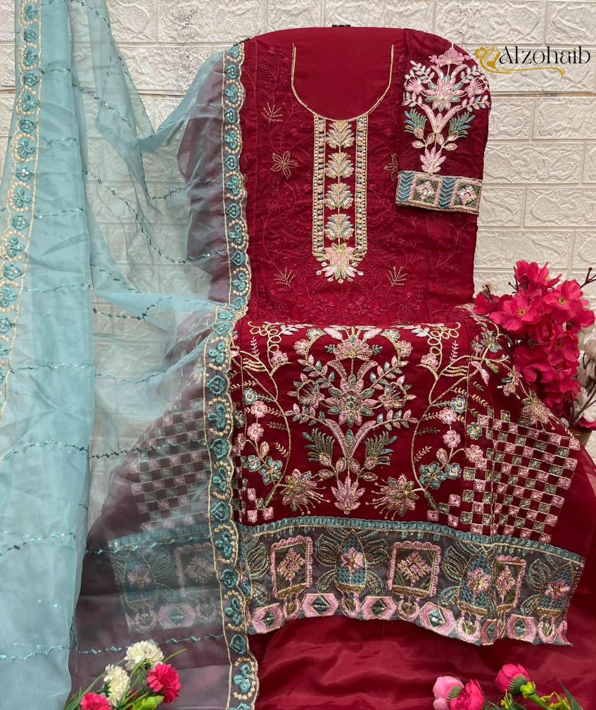 Alzohaib organza karachi Wholesale dress materials online