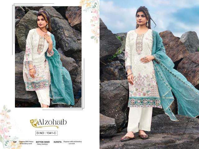 Alzohaib organza karachi Wholesale dress materials online