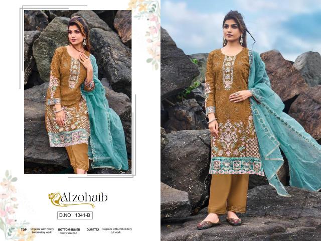 Alzohaib organza karachi Wholesale dress materials online