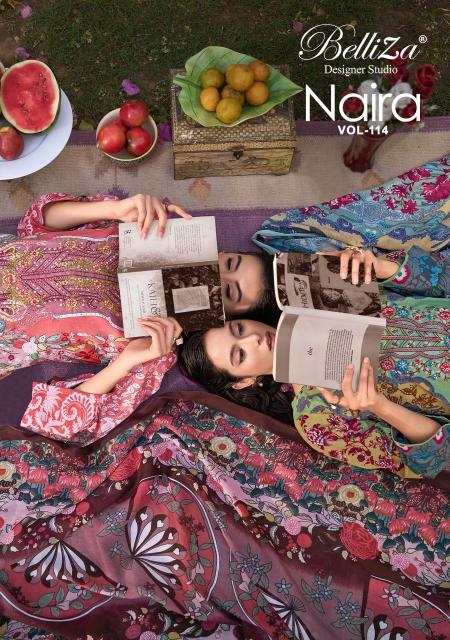 Belliza designer studio naira vol 114 Surat dress material market