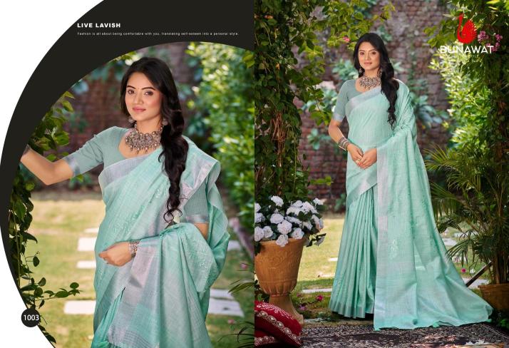 BUNAWAT - Lotus Linen Saree wholesale suppliers
